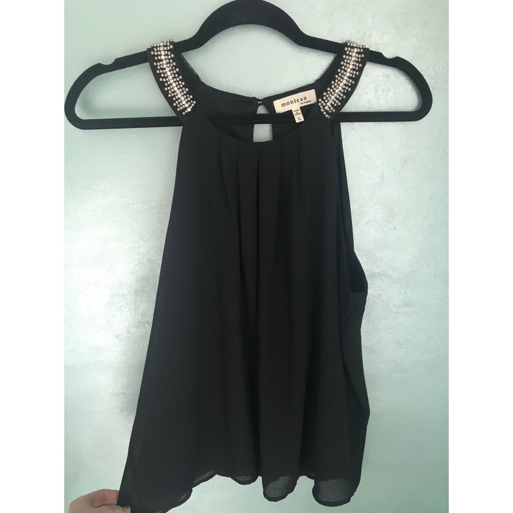 Black Beaded Halter Top